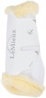 LeMieux Leg Protector Dressage Motionflex + Faux Fur White