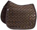 Eskadron Saddle Pad Platinum Glossy Chain Crystal Teak Brown